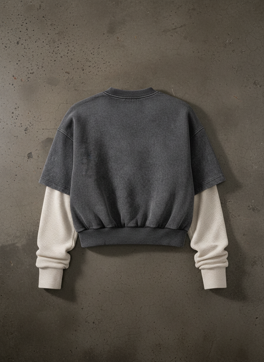 NS-01 Layered Cropped Pocket Crew - Image 2